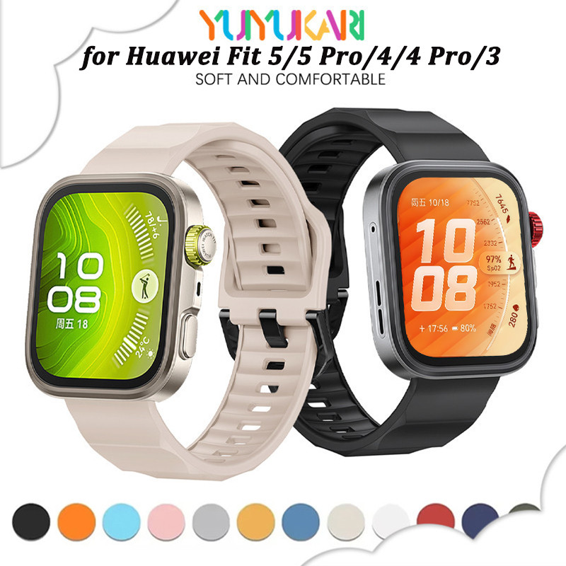 สายยางอ่อนสำหรับ for Huawei Watch Fit 5 4 3 / 5 Pro / 4 Pro สายรัดข้อมือซิลิโคนสปอร์ตสำหรับ