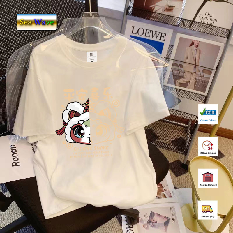 CODCOD เด็กสาวท็อปส์ 2026 Cny เสื้อเด็กสาวพรีเมี่ยมลูกเรือคอเสื้อยืด 5-12 ปี新年เด็กTop马年衣เกาหลีเสื้อผ