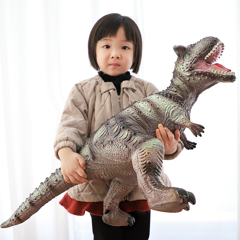 ของเล่นไดโนเสาร์เสียงยางนุ่มขนาดใหญ่จําลอง Tyrannosaurus Rex Triceratops Velociraptor