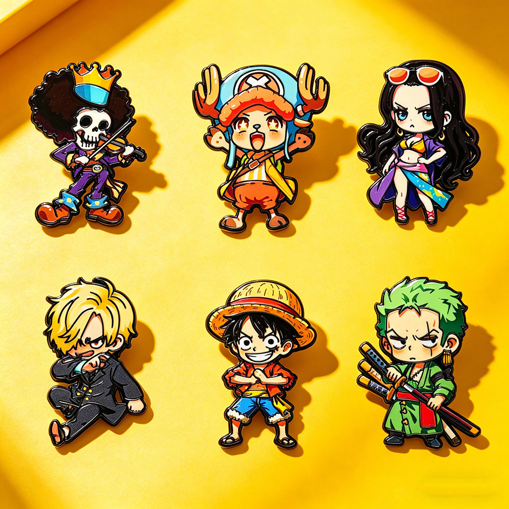 6 ชิ้น/เซ็ต Luffy Zoro Chopper Brook Robin Sanji ป้าย One Piece อะนิเมะอุปกรณ์ต่อพ่วงการ์ตูนเข็มกลัด