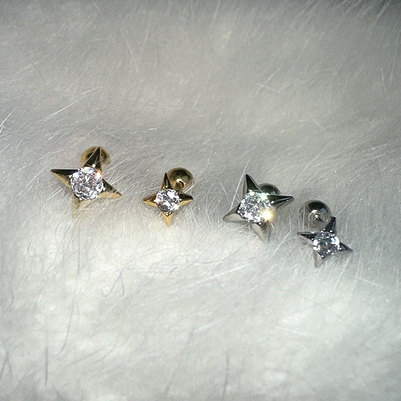 1 คู่ All-match Alloy Quadrdisal Zircon Star Stud ต่างหูสําหรับเด็กผู้หญิง