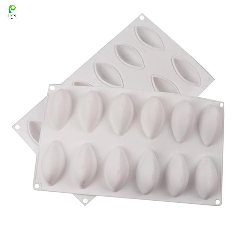 [ikn] 12 Cavity Silicone Cake Fondant Mold Form Quynelle Shaped Mould Mousse Cake Tool [TH]