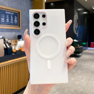 สีลูกกวาด 2 IN 1 เคสโทรศัพท์สําหรับ Samsung Galaxy S25 Edge S25 S24 FE S25 S24 S23 S22 Ultra S25 S24 S23 Plus แม่เหล็กชาร์จไร้สาย Matte Soft Cover