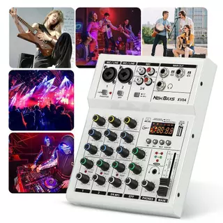 NEW BAXS XV04/XB04 เครื่องเสียง 4 ช่องมินิมิกเซอร์ 48V DC 5V USB MP3 บลูทูธ KTV งานแต่งงานคาราโอเกะ