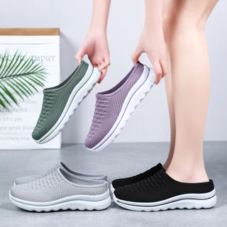 Half Slip-Onรองเท้าผู้หญิงฤดูร้อนสไตล์ใหม่Soft-SoledสบายSlip-Onรองเท้าสบายๆAll-Match Breathable Non-Smelly