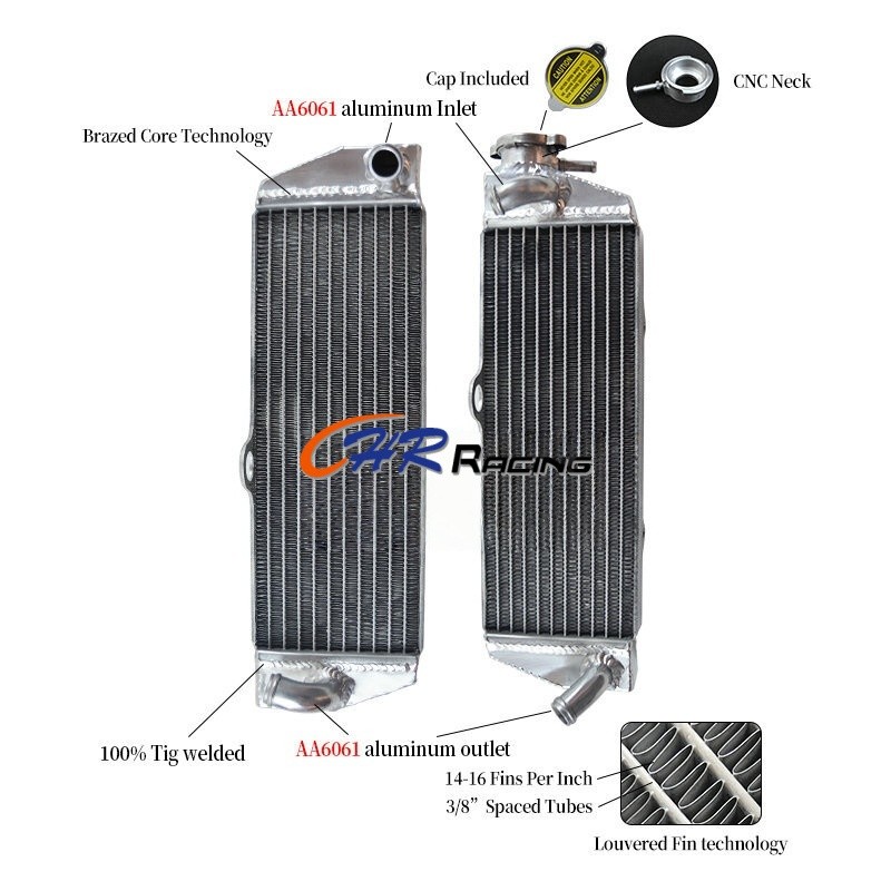 LH&RH ยี่ห้อใหม่หม้อน้ําอลูมิเนียมสําหรับ HUSQVARNA TE610 1992-2000;TE570 2001-2004;TE410 1995 1996 