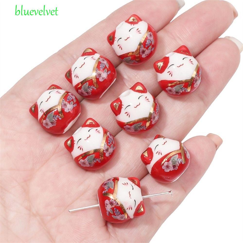 BLUEVELVET Maneki-eko ลูกปัด, สร้อยคอ Kitty Plutus ลูกปัดแมว, แฟชั่นเซรามิค Makeing สร้อยข้อมือ Hand