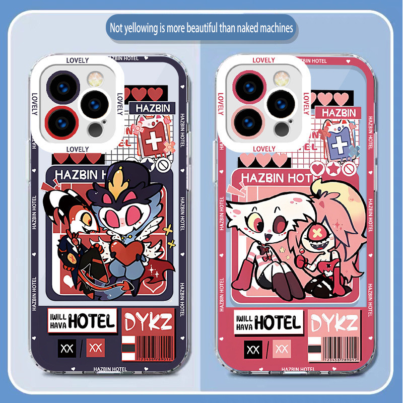 เคสโทรศัพท์นิ่ม ลายการ์ตูน Hazbin Hotel สำหรับ iPhone 13 14 15 16 กันกระแทก