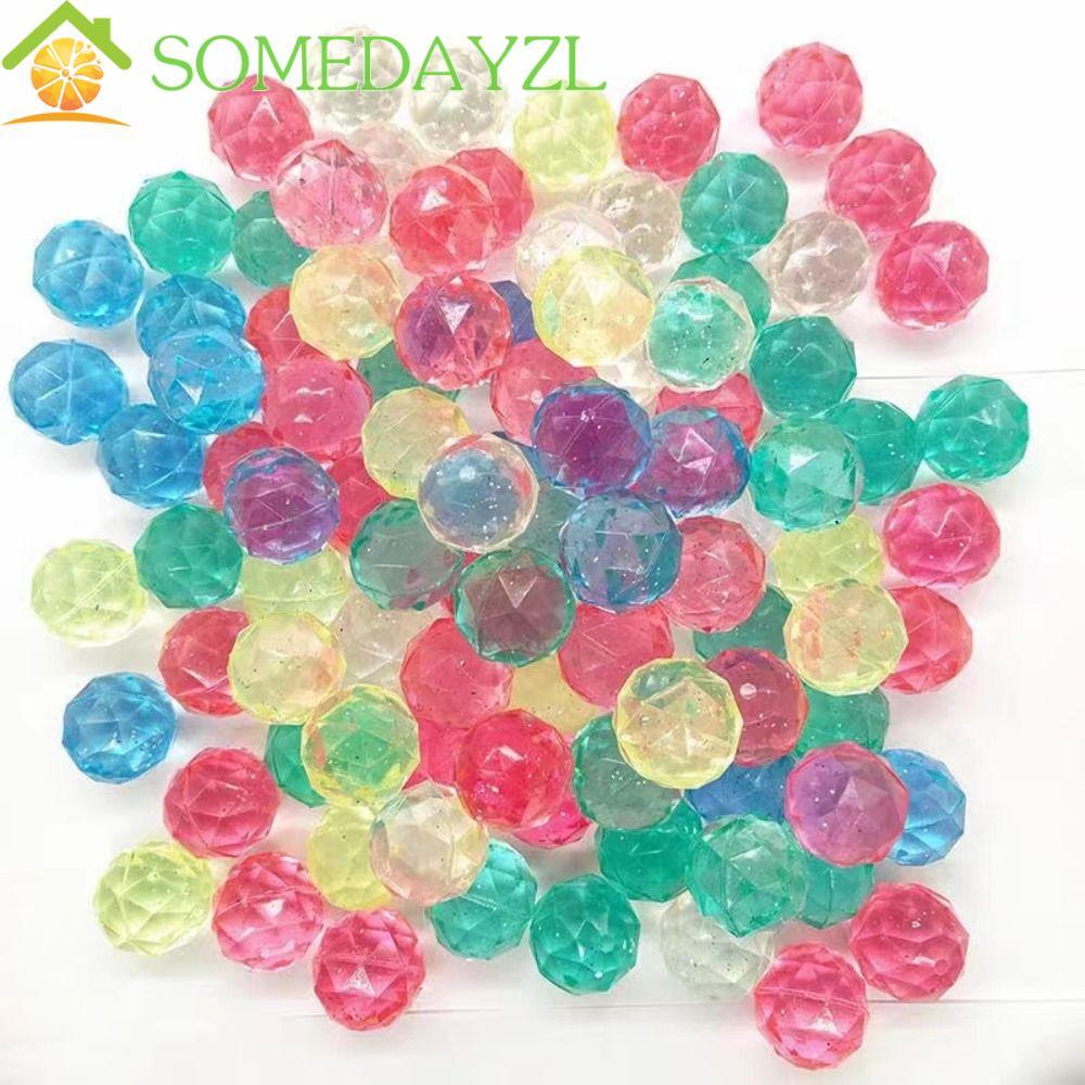 SOMEDAYZL 6 ชิ้นยาง Bouncy Ball, Rainbow สีเพชรใส Bouncy Ball, ตลกสุ่ม Bouncy ของเล่นขนาดใหญ่เด็กของ