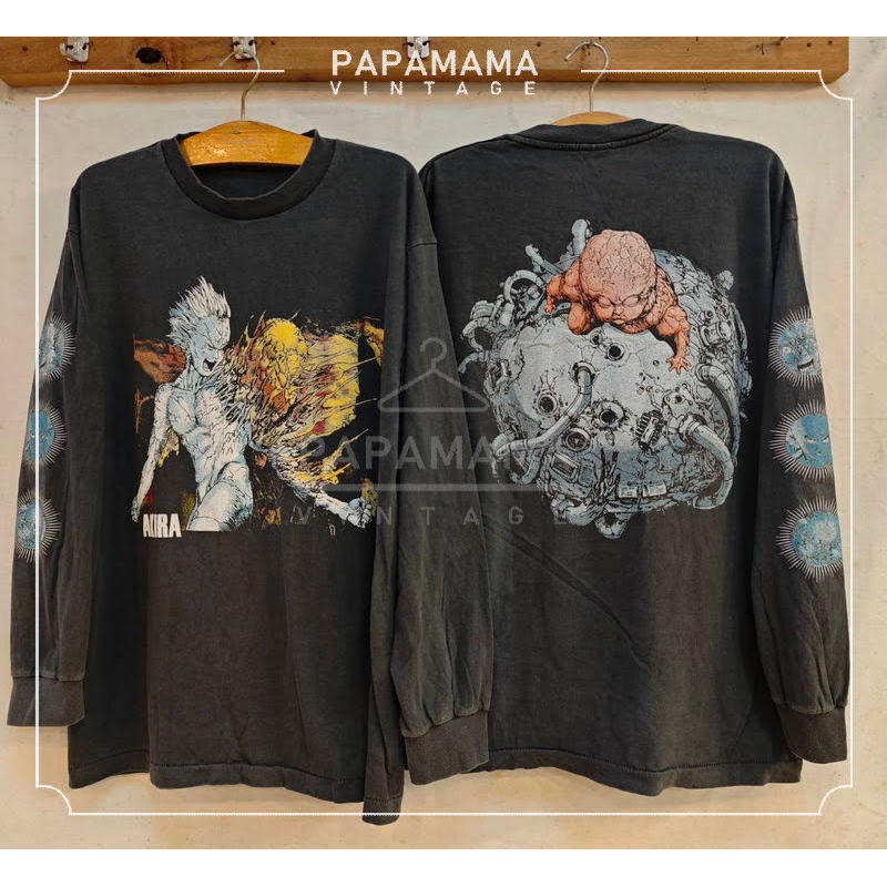 AKIRA Katsuhiro Otomo Bio Washed long sleeve เสื้อวินเทจ เสื้อการ์ตูน papamama vintage shirt