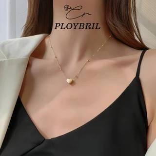 PLOYBRIL สร้อยคอ สแตนเลส สตรี พลาสติกทอง สไตล์เกาหลี จี้รูปหัวใจ แฟชั่นไม่หมอง ไม่หลุดลอก X070