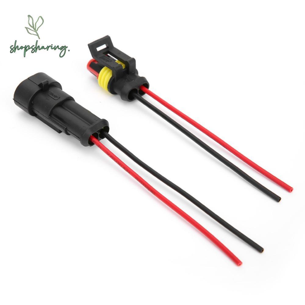SHOPSHARING 5 ชุด Series Terminal Connector-, พร้อมสายไฟปลั๊กกันน้ําขั้วต่อสายไฟ, ทนทาน 2 ขา Termina