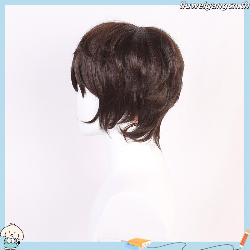 Anime Bungou Stray Dogs Dazai Osamu Cosplay Wigs 30cm Dark Brown Short Wig Heat Resistant Synthetic 