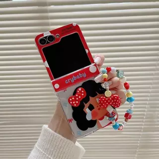 เหมาะสําหรับ Samsung Galaxy ZFlip7 zflip6 Big Faced Crying เด็กเคสโทรศัพท์ Lanyard พับ Hard Shell สําหรับ Z Flip 7 6 5 4 3 5G N3 Flip MixFlip 2 ฝาครอบป้องกัน