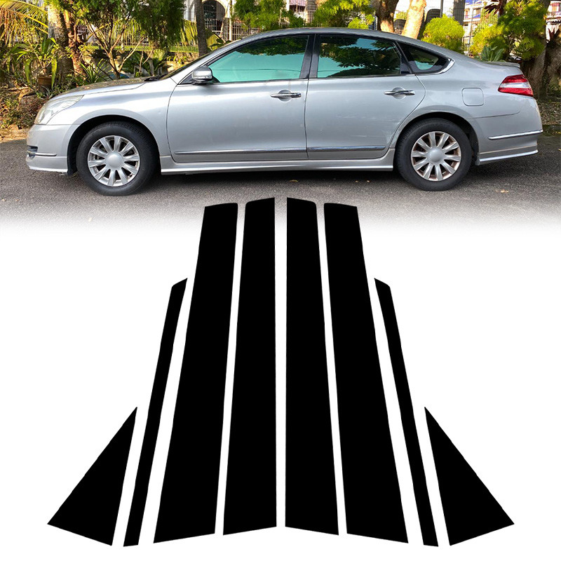 6 ชิ้นสําหรับ Nissan Teana J32 2009-2011 2012 รถหน้าต่างเสา Trim ฝาครอบ BC คอลัมน์สติกเกอร์อุปกรณ์เสริมสีดําชิ้นส่วนภายนอก
