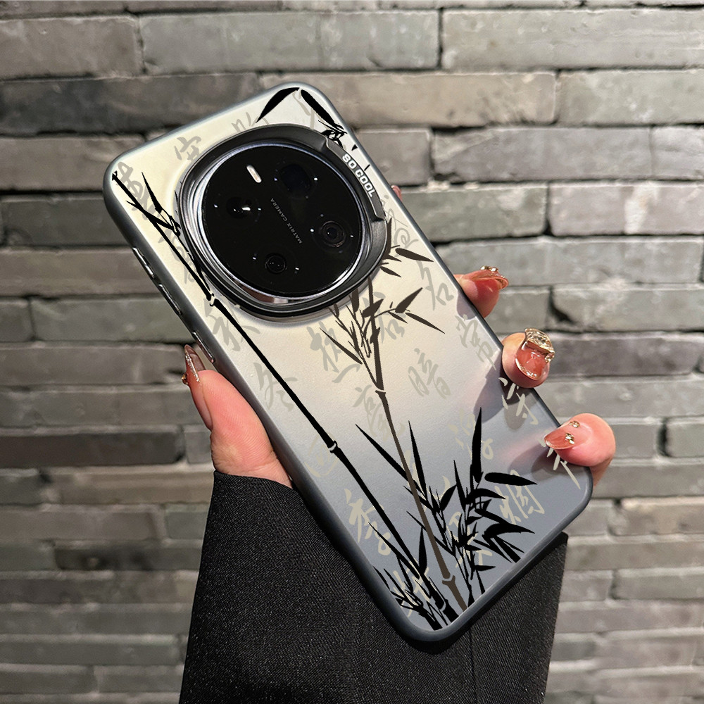 สําหรับ Magic 8 Pro /7 Pro /6 Pro GT Pro Win RT X60 Pro Honor 400 การประดิษฐ์ตัวอักษรไม้ไผ่หมึกภาพวาด Micro Matte Hard เคสโทรศัพท์/Honor 300 X9D X9C กันกระแทก Honor Cover