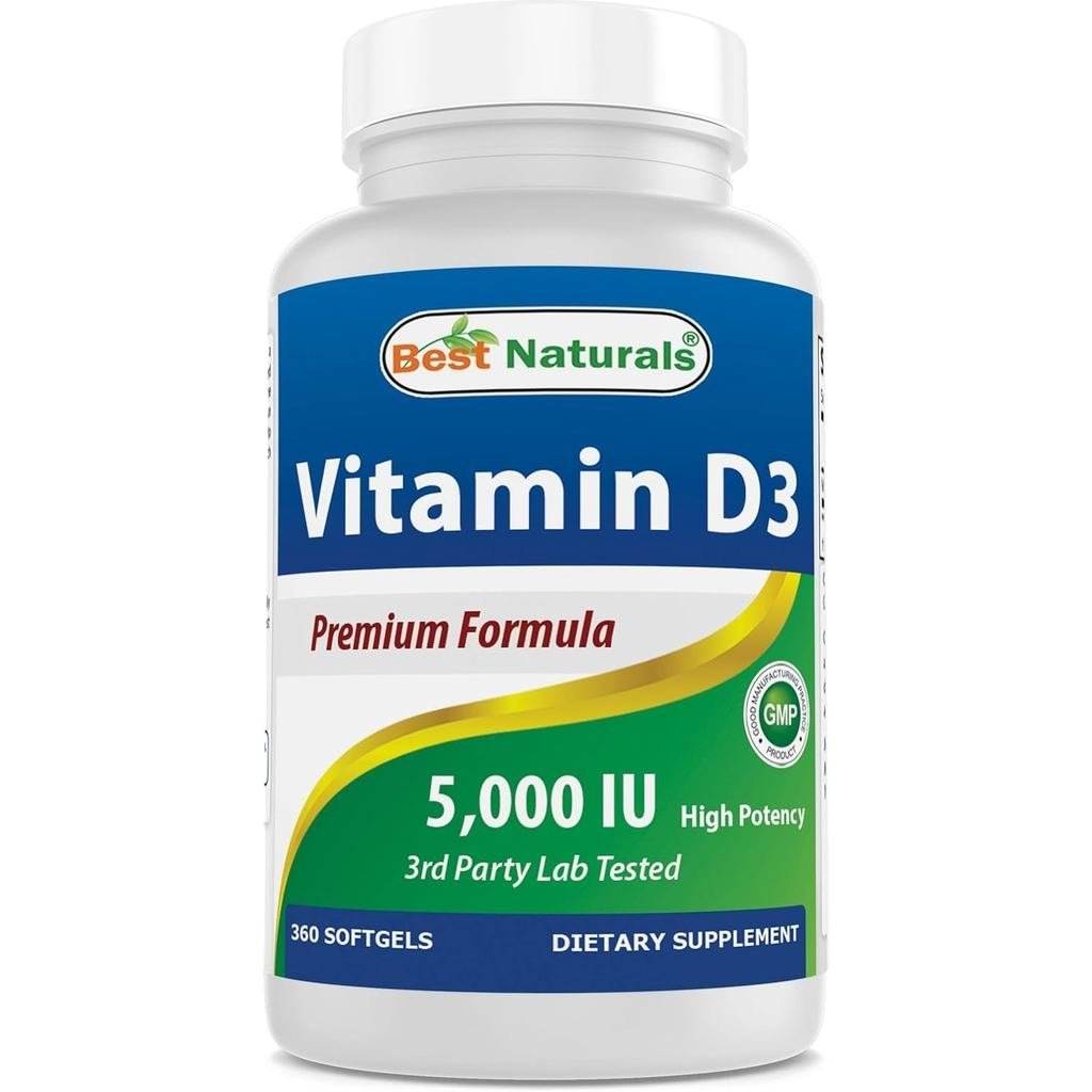 Best Naturals วิตามิน D3 5000 IU 360 ซอฟท์เจล
