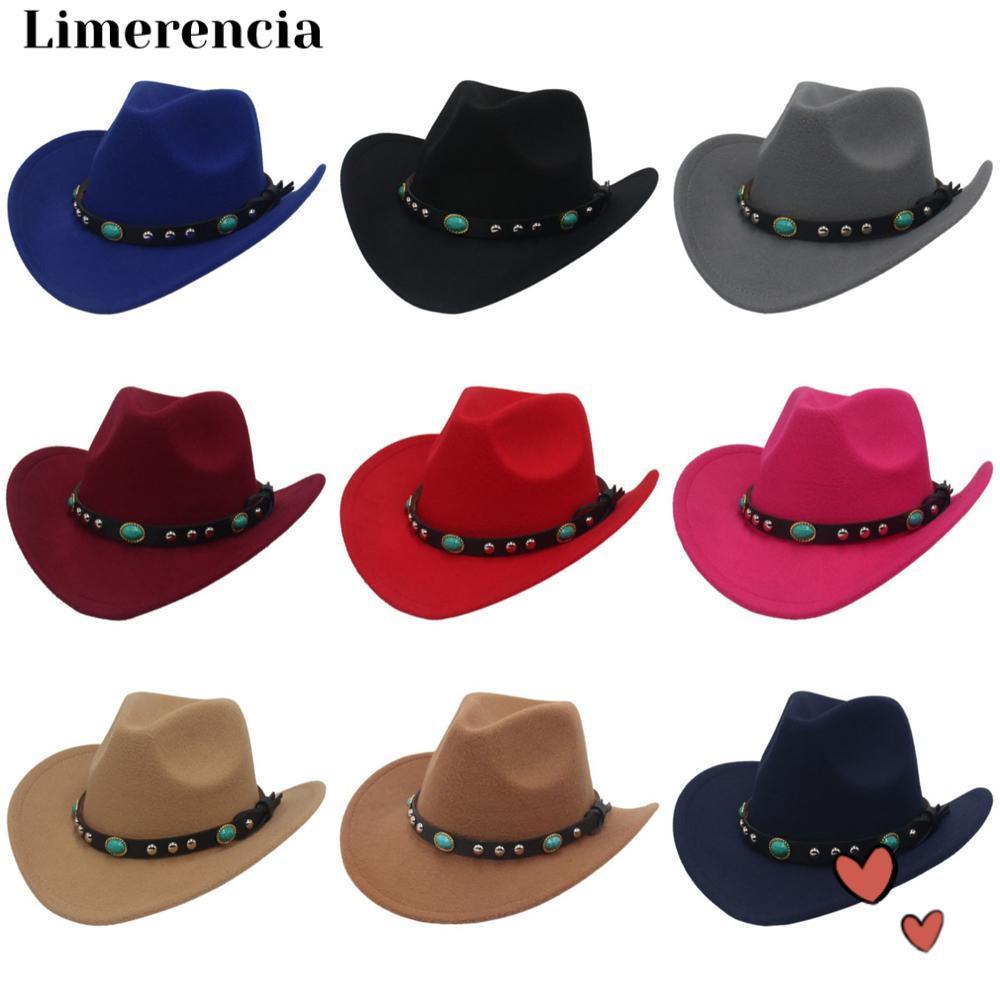 LIMERENCIA Western Cowgirl Hat, Classic Wide Brim Cowboy Hat, Cool with Studded Pinched Decored Band