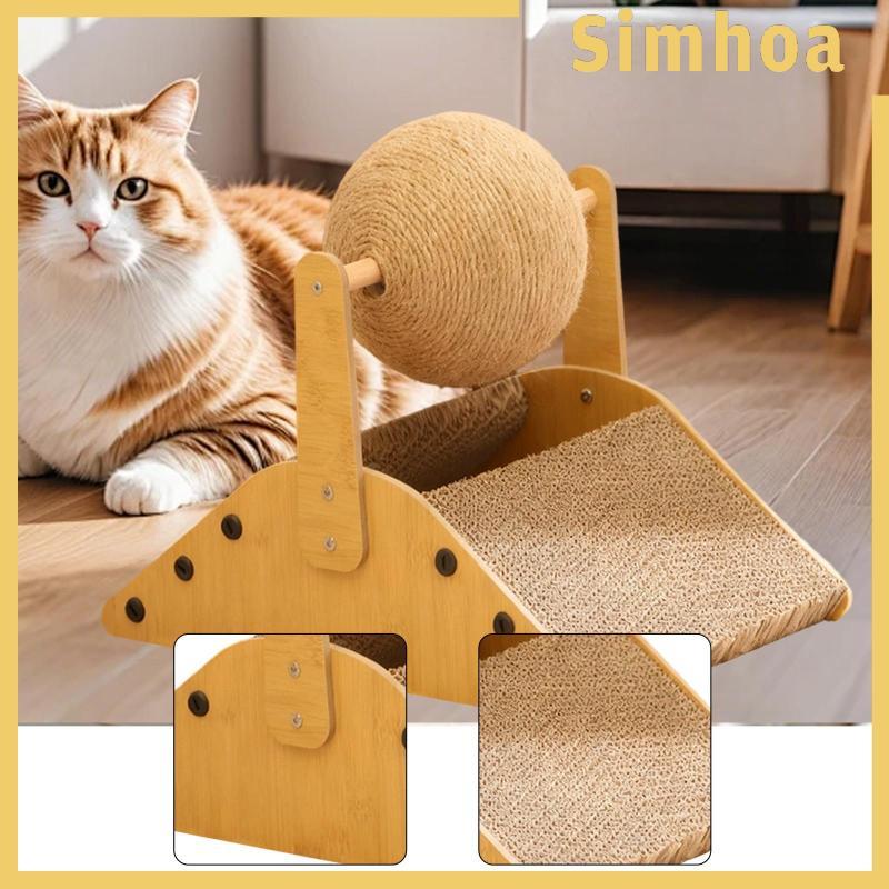 [SIMHOA] Cat Scratcher Lounge Bed Woody Sisal Scratch Training Pad with Ball Furniture and Sofa Prot