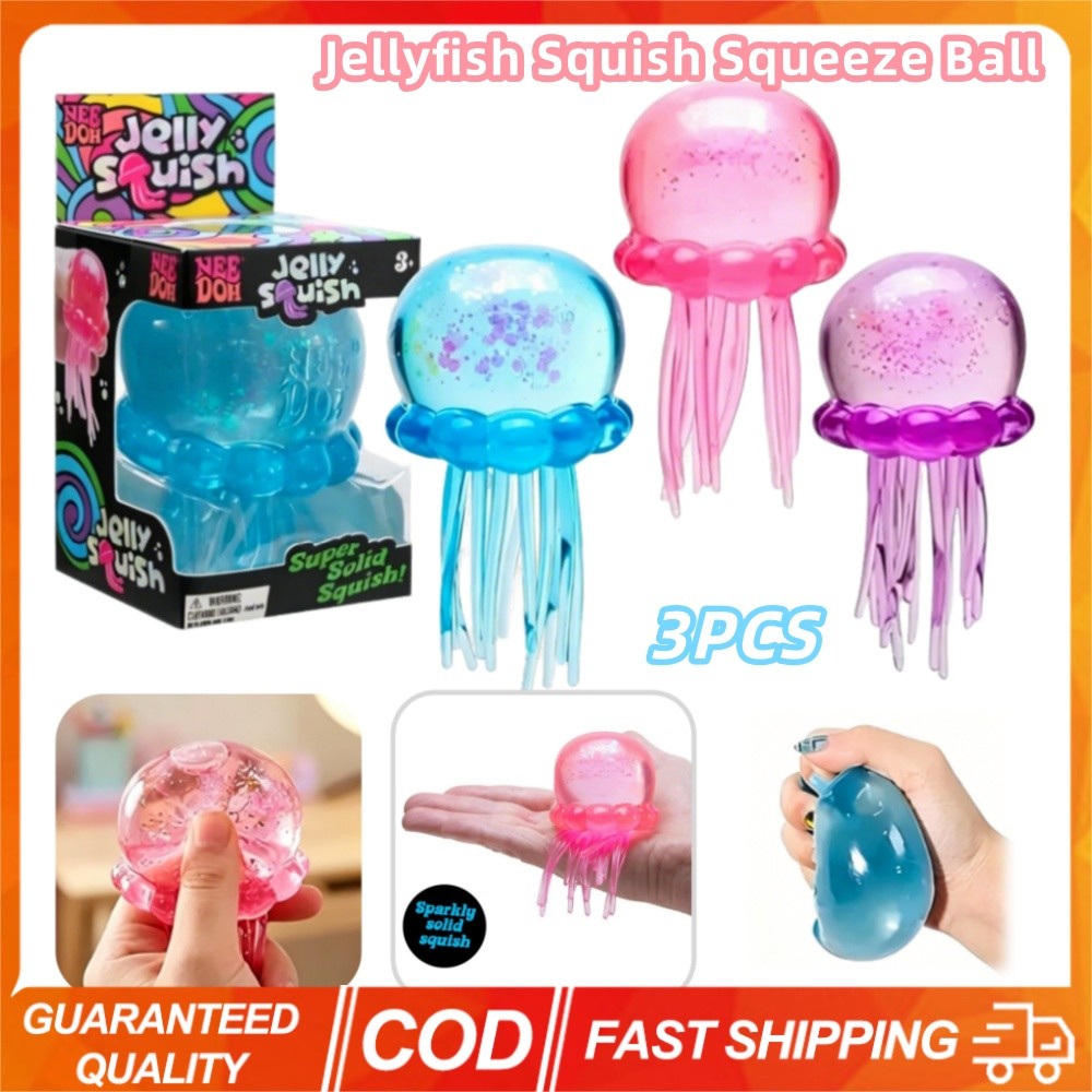 3PCS Nee Doh แมงกะพรุน Squish Squeeze Ball Soft Octopus ความเครียดบรรเทาของเล่นช้า Rebound น่ารักผ่อนคลาย Sensory ของเล่นจําลอง Octopus บรรเทา Fidget ของเล่นสําหรับเด็กผู้ใหญ่