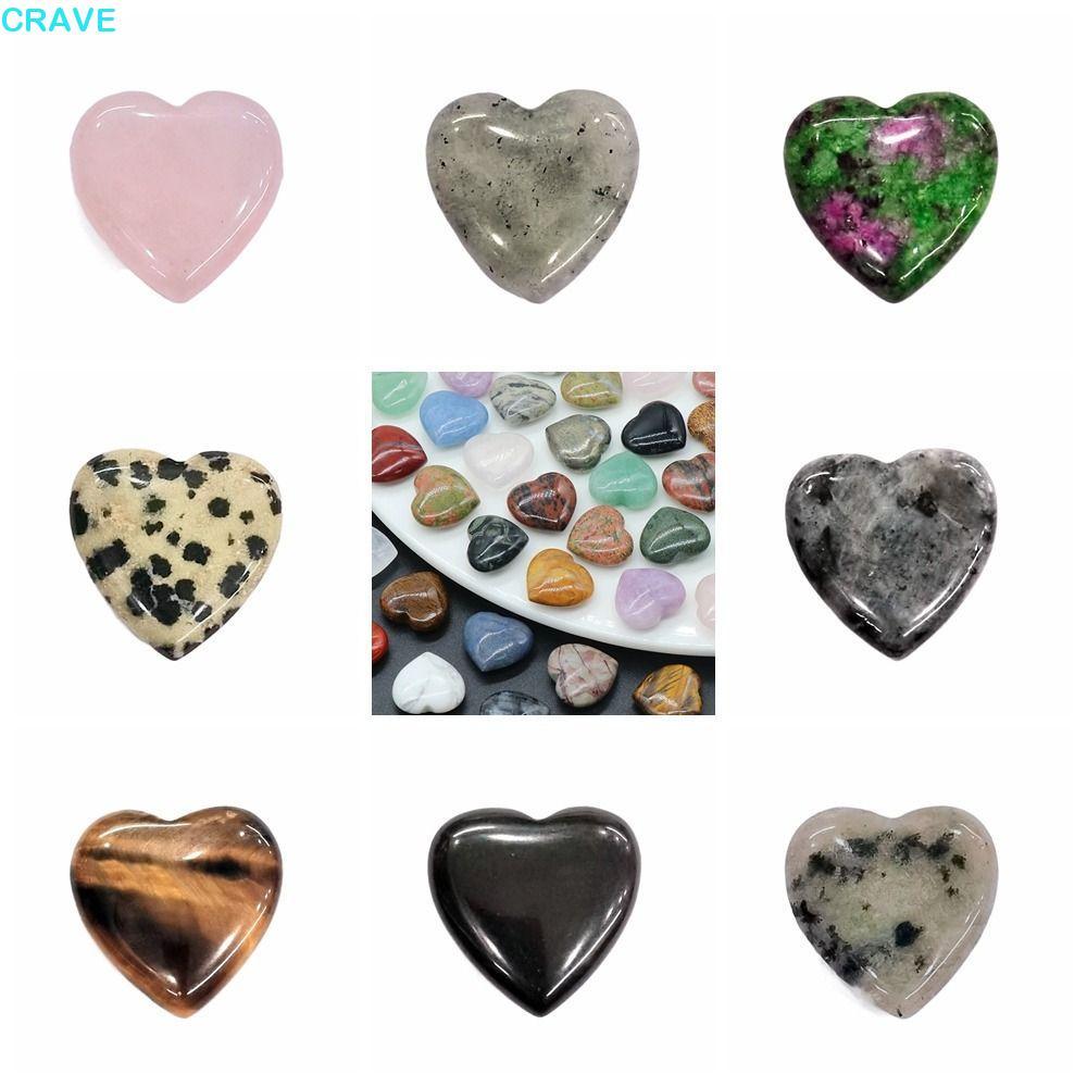 CRAVE หินคริสตัลธรรมชาติ,ธรรมชาติไม่มีรูพรุนหินรูปหัวใจ,ใช้งานง่ายอัญมณีคริสตัล20มม.เครื่องประดับคริสตัลควอตซ์ตกแต่งบ้าน