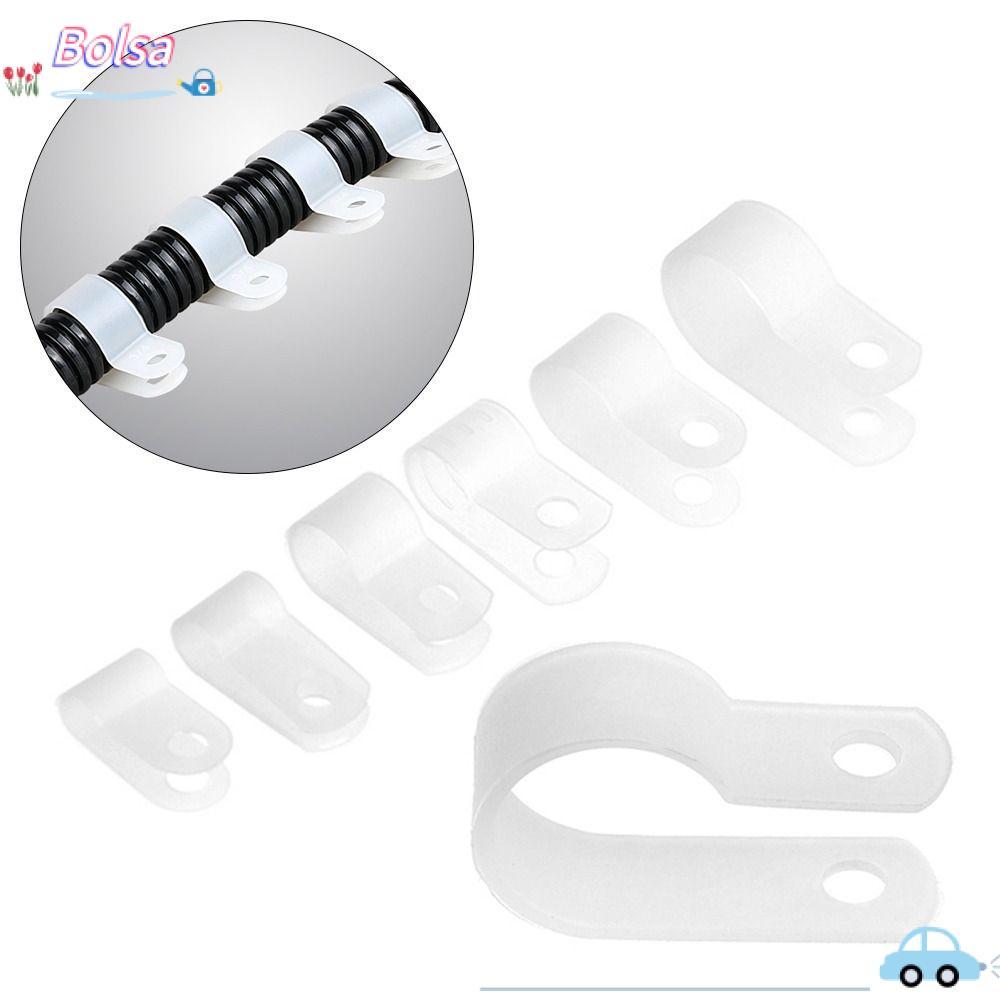 BOLSA 10PCS คลิปสายเคเบิล, ไนลอนคงที่ R-Type ท่อ Clamp, พลาสติกทนทานประปากระชับ Assortment Kit ยึดหัวเข็มขัดสาย