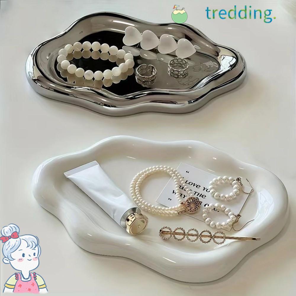 TREDDING491 ถาดเครื่องประดับ, แผ่นจัดเก็บรูปทรงเมฆขนาดเล็ก, จานเครื่องประดับพลาสติกสร้างสรรค์นาฬิกา/ที่เก็บกุญแจ