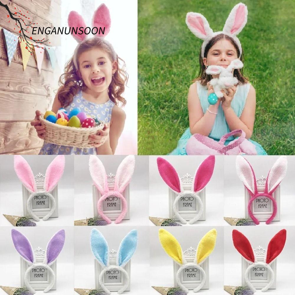 ENGANUNSOON ที่คาดผมอีสเตอร์, หูกระต่ายตุ๊กตาอีสเตอร์หัว Hoop, เครื่องแต่งกาย Props เครื่องประดับผมน่ารักสีสันกระต่ายหู Headwear Happy Easter Party ตกแต่ง