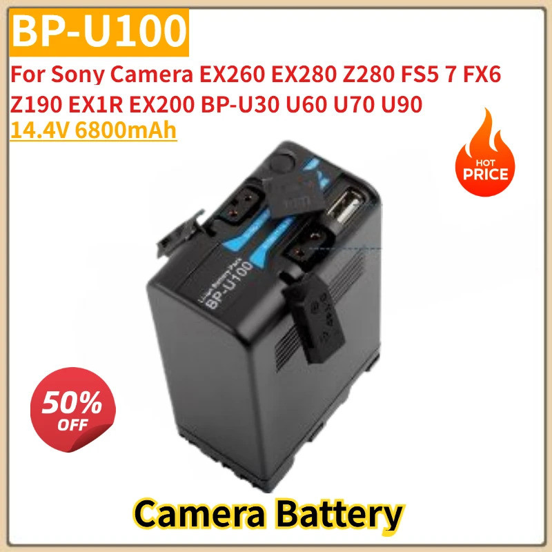 14.4V 6800mAh แบตเตอรี่กล้อง BP-U100 BP-U90 สําหรับกล้อง Sony EX260 EX200 BP-U30 U60 U70 U90 EX280 Z