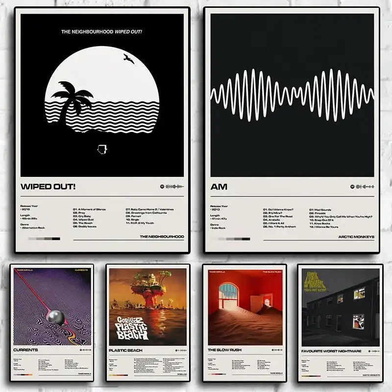 Gorillaz Arctic Monkeys AM Rap music album poster, hip-hop rock style, for home wall decoration (no 