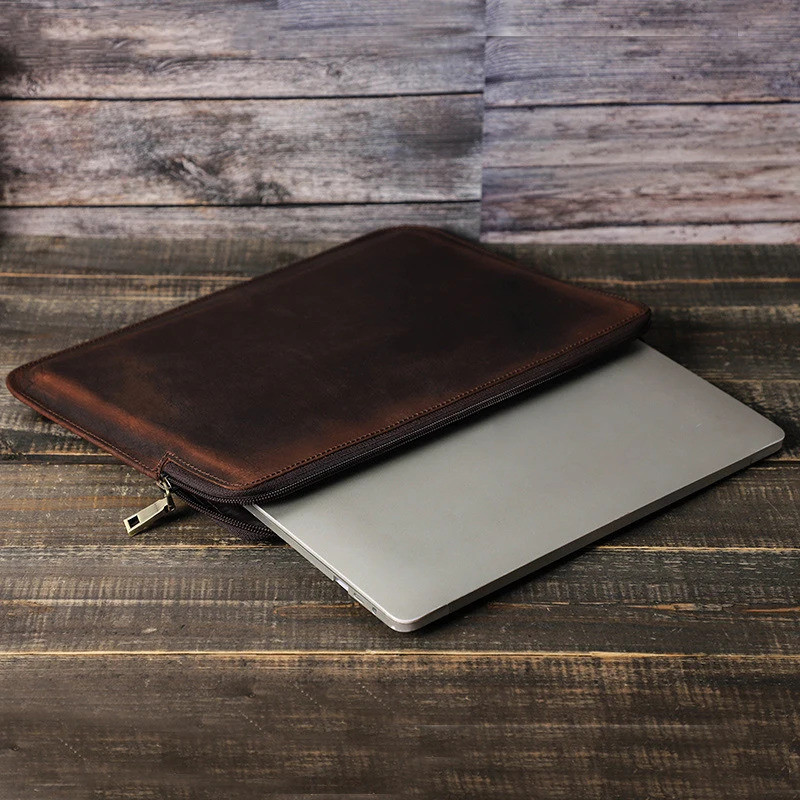 Crazy Horse หนังแล็ปท็อปสําหรับ MacBook Pro 14.2 นิ้ว MacBook Pro MacBook Air Case พร้อมซิป