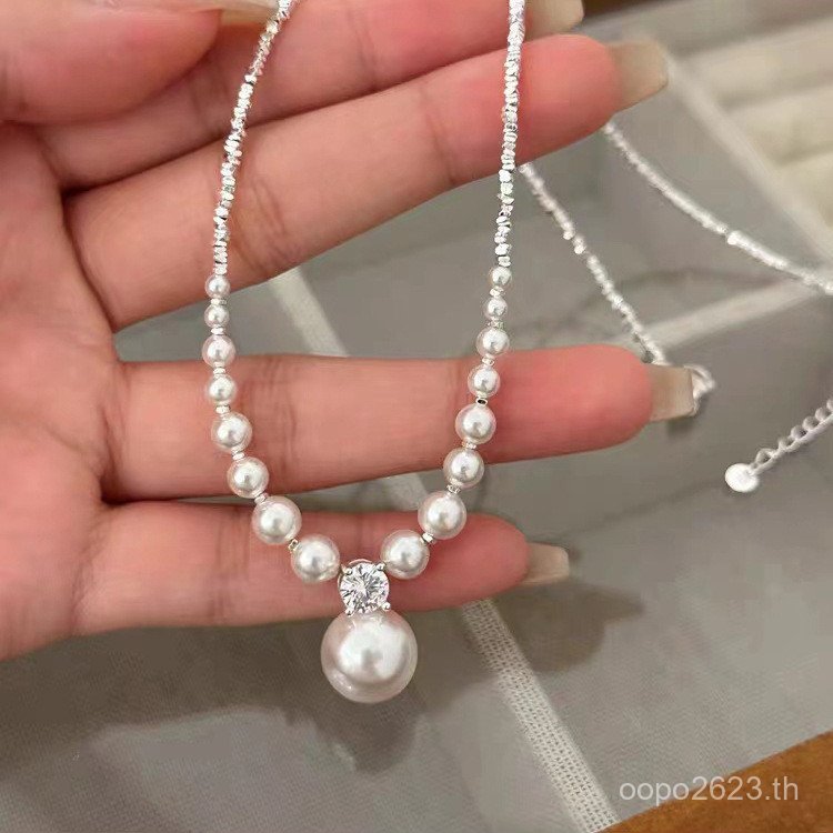 Strong Light Broken Silver Niche Pearls หญิง s990 Silver House Pearl สร้อยคอสร้อยคอเงินบริสุทธิ์ Lig