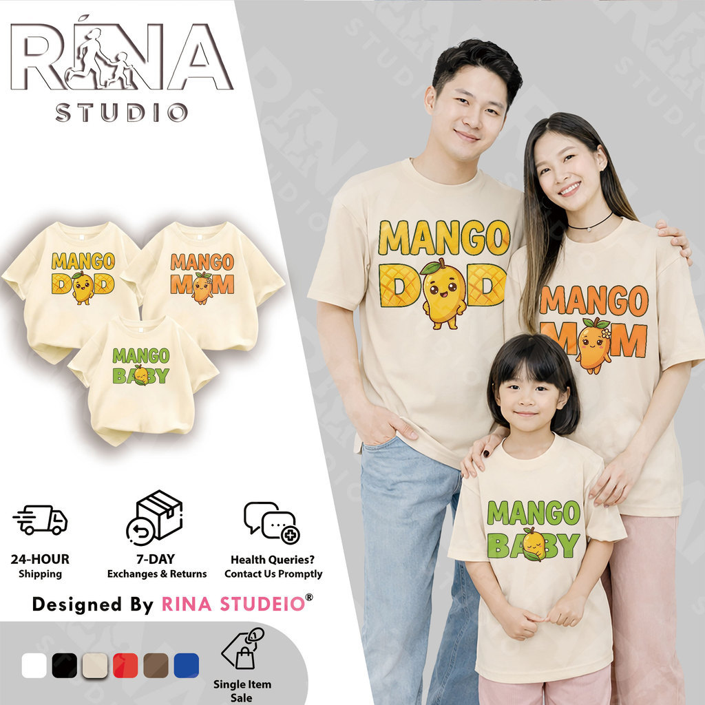 RINA STUDIO ชุดลําลองสําหรับครอบครัวแขนสั้นพิมพ์ลายการ์ตูนผลไม้