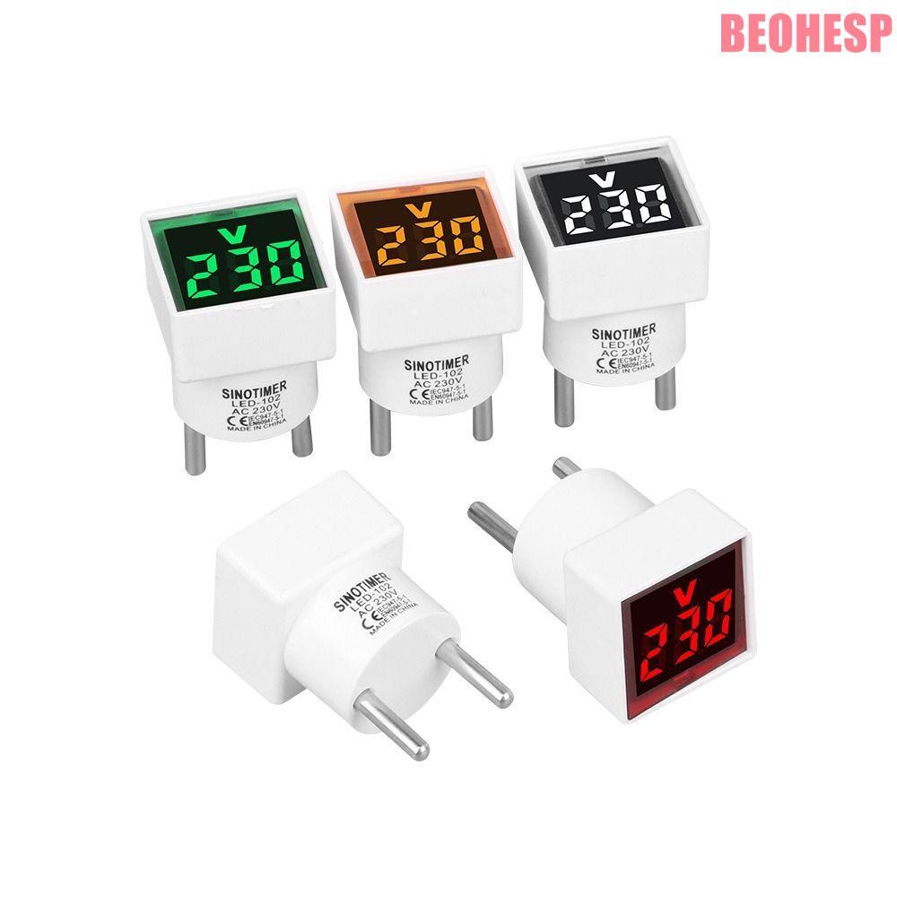 BEOEHESP โวลต์มิเตอร์ทรงสี่เหลี่ยม, จอแสดงผลเครื่องวัดแรงดันไฟฟ้าแบบดิจิตอล, LED AC 220V/230V โวลต์ม