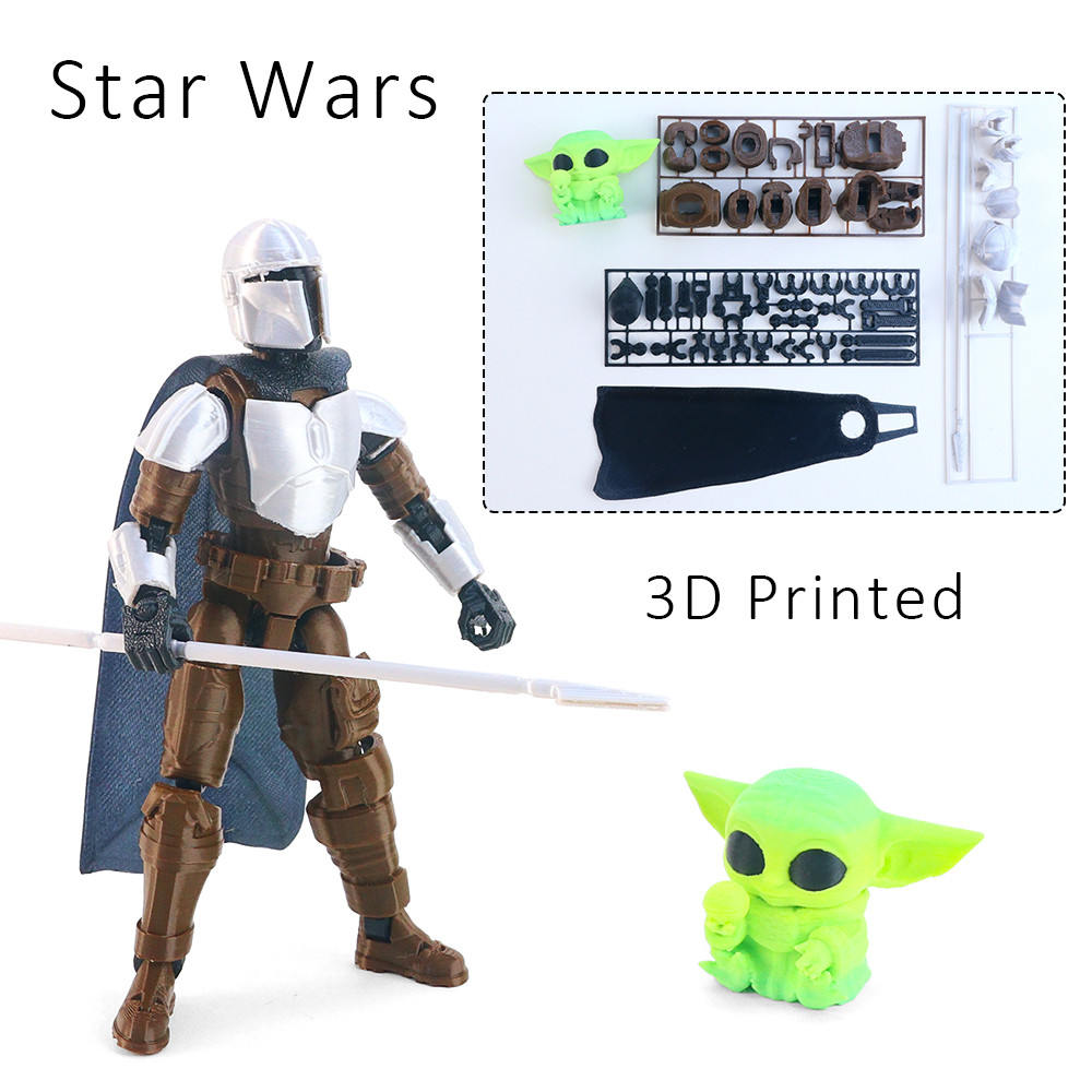 Grogu Star Wars Din Djarin 3D พิมพ์ Movable Joint Assembly รุ่น Action Figure ของเล่นของขวัญ