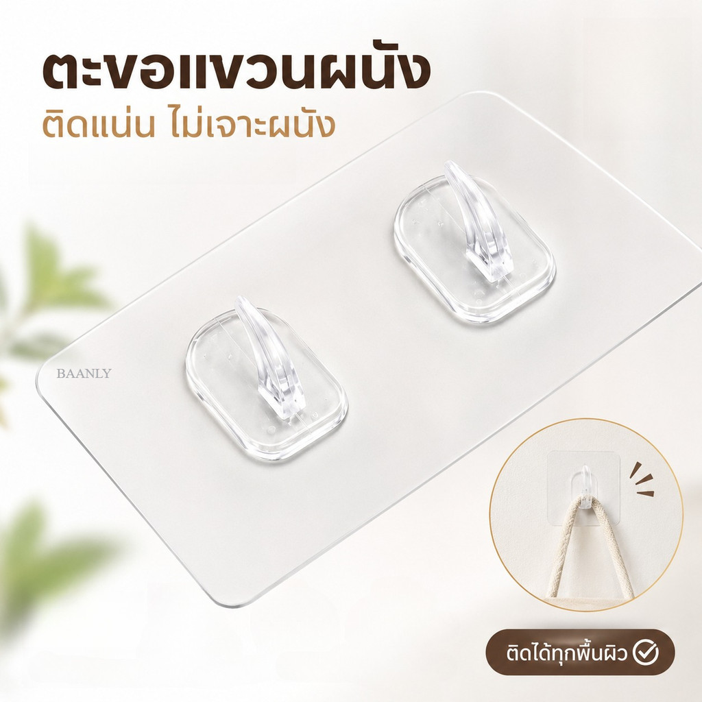 ตะขอแขวนอเนกประสงค์ แบบคู่ กันลื่น ติดหนึบไม่หลุด พร้อมส่ง ส่งจากไทย กรุงเทพฯ ของแท้ส่งด่วน