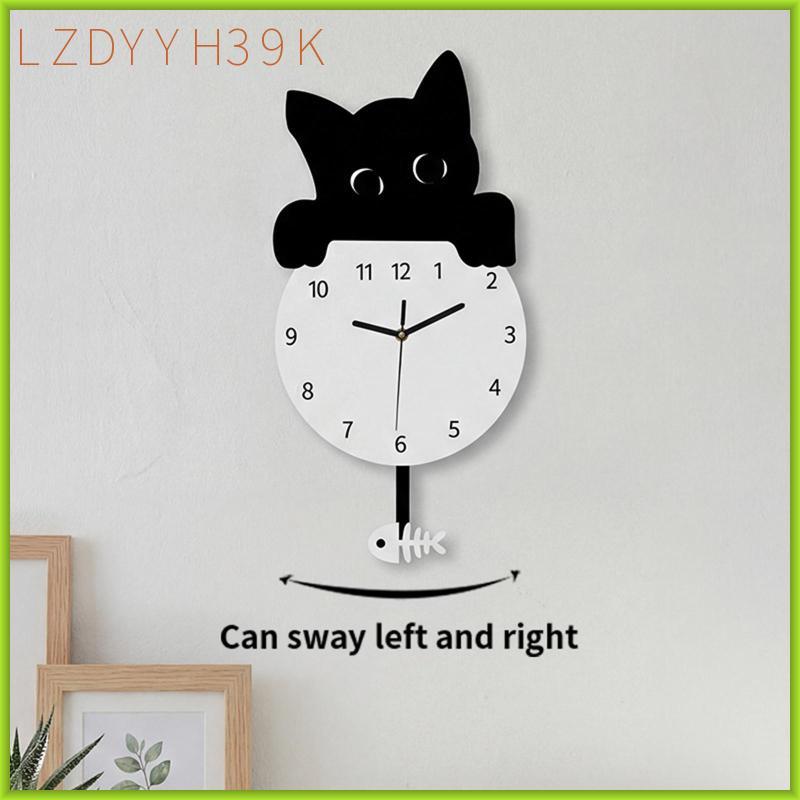 [lzdyyh39k] Aesthetic Cat Wall Clock Stylish Silent Hanging Acrylic Luxury Room Decor Timepiece สําห