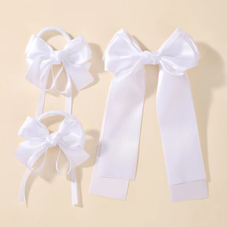 3 ชิ้นหวานสีขาว Bows กิ๊บติดผมสําหรับสาว Fresh Barrette Boutique ผ้าเต็มรูปแบบเด็ก Headwear อุปกรณ์เสริมผม