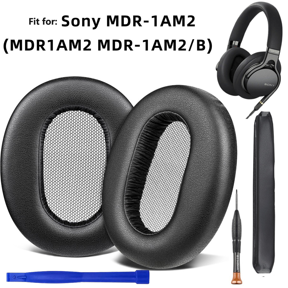 เปลี่ยนแผ่นรองหูฟังเบาะสําหรับ Sony MDR-1AM2 (MDR1AM2/B/S) หูฟัง, Professional Earpads Headand พร้อมหนังโปรตีนนุ่ม