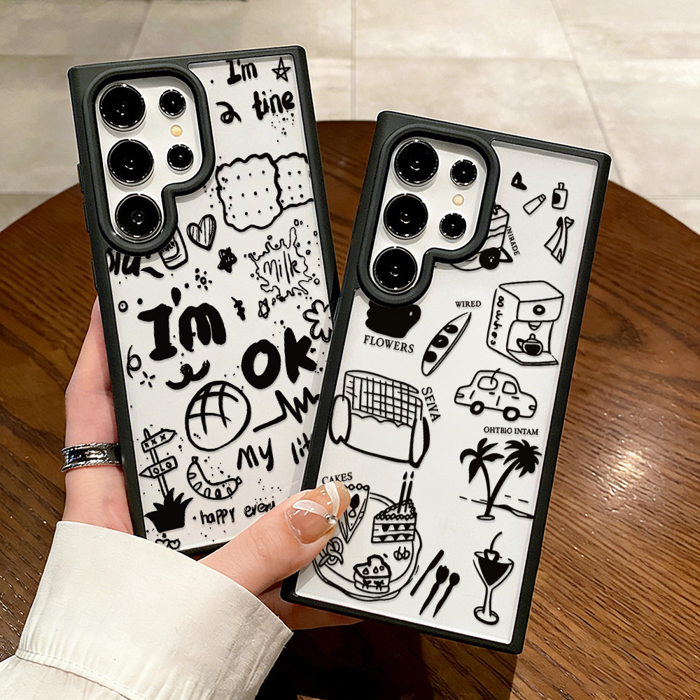 INS เคส For Samsung A57 A07 A56 A17 A37 A16 A36 A06 A05S A55 A54 S25 S24 S26 Ultra S23FE A35 A34 อะคริลิกฝ้า เคสโทรศัพท์