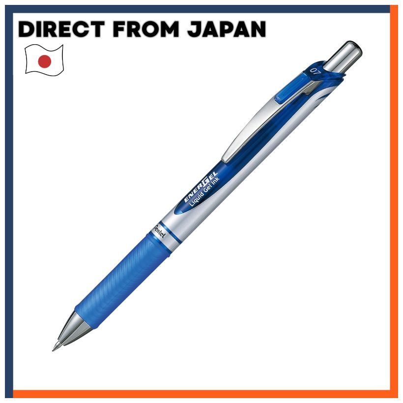 Pentel EnerGel Retractable Gel Ink Pen Blue Ink Model BL77-C Silver Barrel