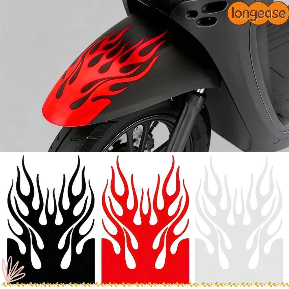 LONGE 1 ชิ้น Fender สติกเกอร์สะท้อนแสง, Scratch ตกแต่งสติกเกอร์กันน้ํารถจักรยานยนต์, PVC Racing Stripes Decal เปลวไฟสติกเกอร์ตกแต่งกระจกมองหลังกันชน