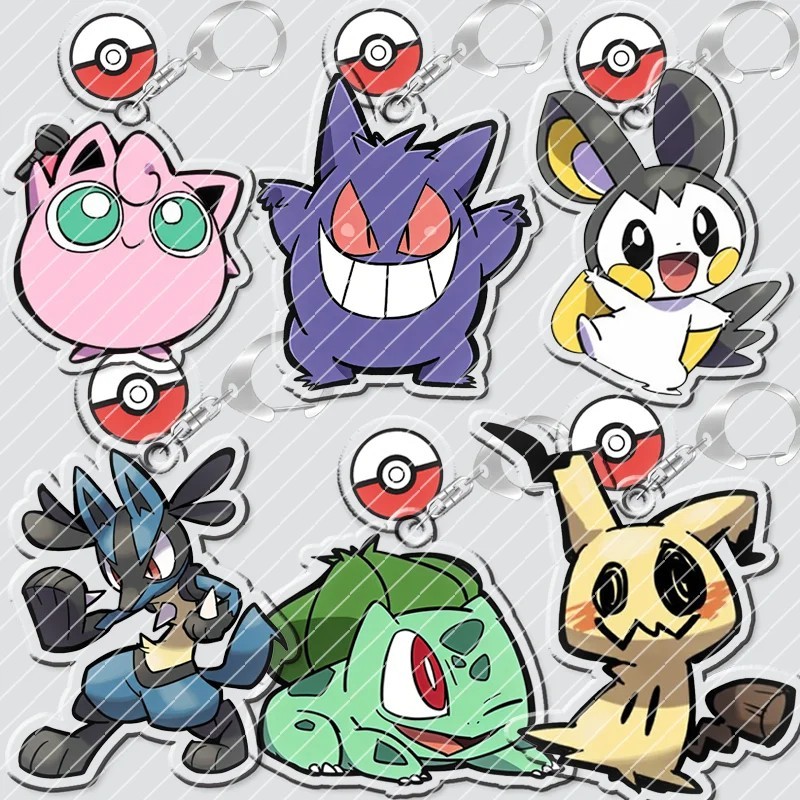 Pokemon micha อะคริลิคพวงกุญแจ Gengar Bulbasaur Lucario Mimikyu Jigglypuff Purin Elmega กระเป๋าเป้สะ