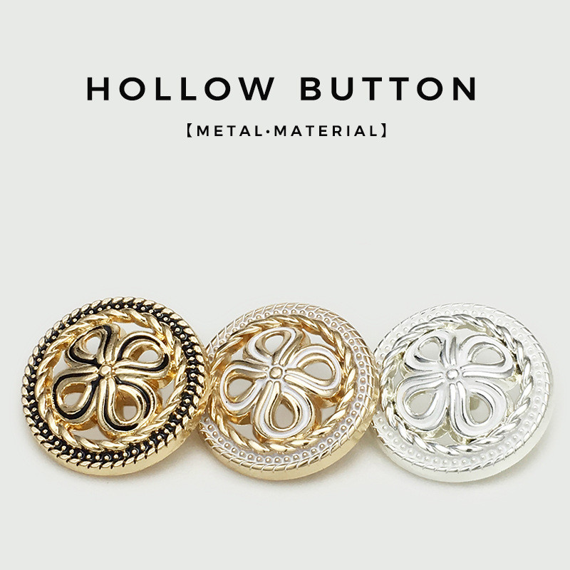 All-Match Hollow Four-Leaf Clover Button Diamond-Studded Star Coat Button Celebrity Tweed Jacket Sui