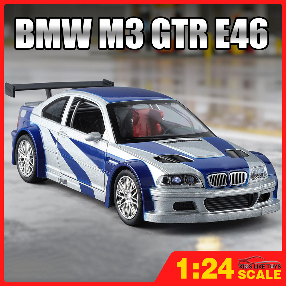 KLT 1:24 BMW M3 GTR E46 โมเดลรถเหล็กรถโลหะผสมของเล่นของขวัญสําหรับเด็กเด็กผู้หญิง