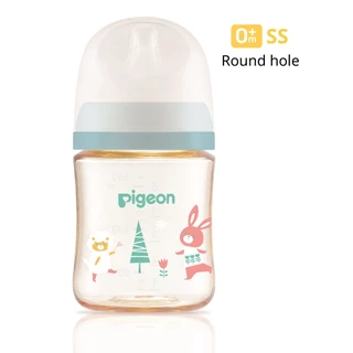 รุ่นใหม่ล่าสุด New Pigeon ขวดนมคอกว้างสีชา ของแท้ ปลอดสาร BPA ขวดนม หัวนมกว้าง ป้องกันอาการโคลิก PPSU