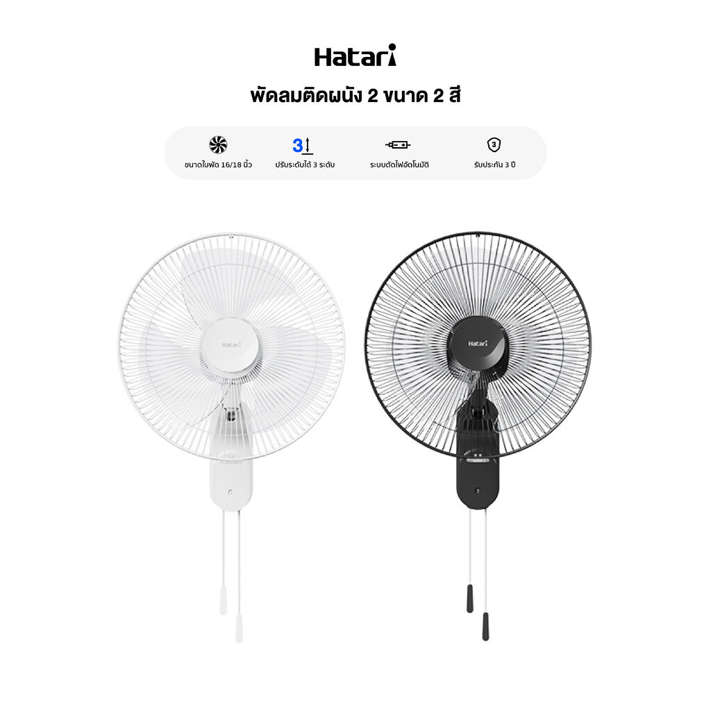 Hatari พัดลมผนัง 2 สี 2 ขนาด W16M1 16" / W18M1 18"