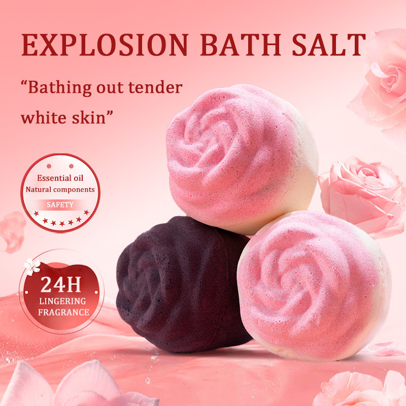 [Ready Stock] Bath Salt Ball Rose Milk Essential Oil Bath Ball Ready Stock BathbombsWJG
