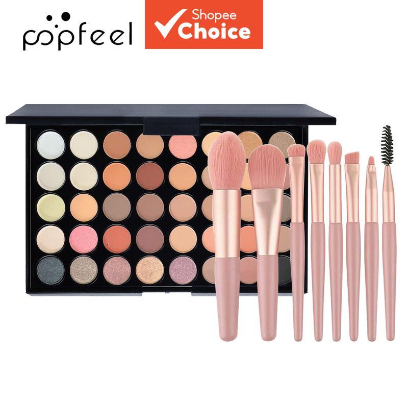 POPFEEL ป๊อปฟีล ชุดพาเลทอายแชโดว์ 40 สี,เม็ดสีสูง,ติดทนนาน,กันน้ํา,รวมแปรง,เครื่องมือแต่งหน้าครบชุดของขวัญวันวาเลนไทน์