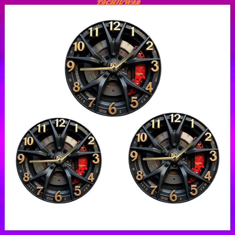 [Tachiuwa2] Vintage Car Wheel Wall Clock Silent Movement Creative Round Decor Clock for Home Study B